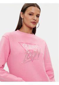 Guess Bluza Cn Icon W4RQ96 KB681 Różowy Regular Fit. Kolor: różowy. Materiał: bawełna