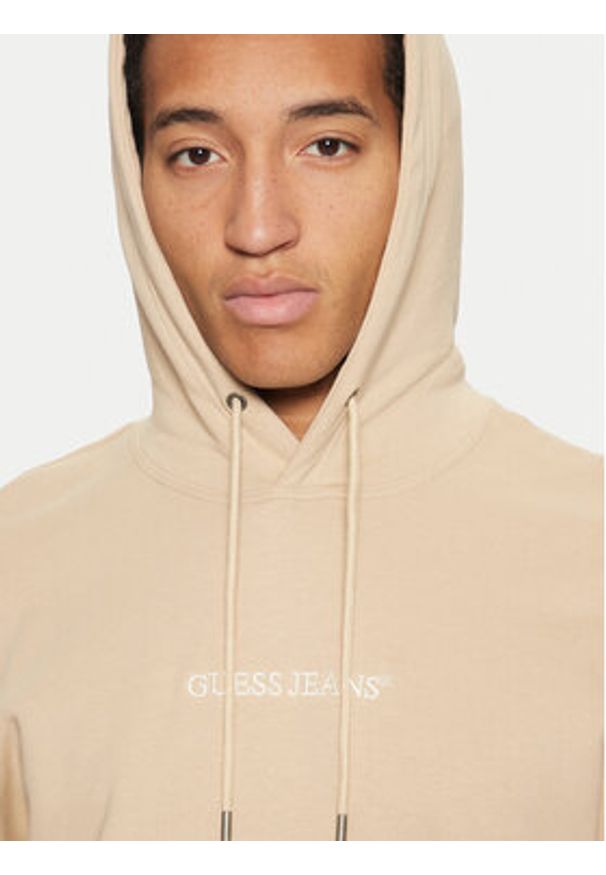 Guess Jeans Bluza M5RQ38 KCPR1 Beżowy Regular Fit. Kolor: beżowy. Materiał: bawełna