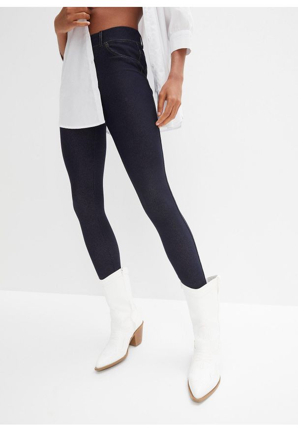 bonprix - Legginsy o wyglądzie dżinsów. Kolor: niebieski