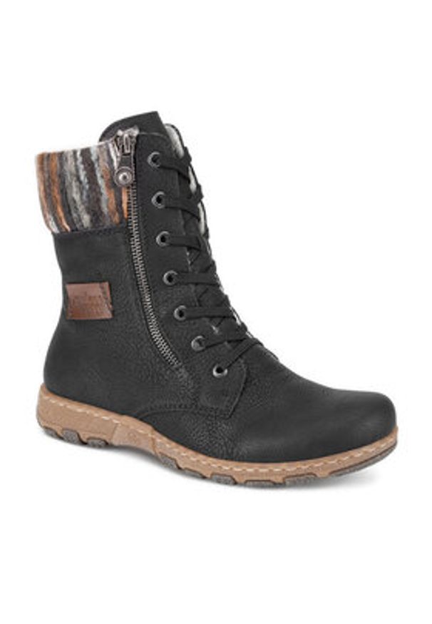 Rieker Trzewiki Z0123-01 Czarny. Kolor: czarny. Materiał: materiał