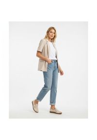 Trampki damskie Armodo, z łączonych materiałów ze skórą naturalną i zamszowymi wstawkami na cholewce sznurowana konstrukcja z metalicznymi paskami, b. Okazja: na co dzień. Zapięcie: pasek. Kolor: beżowy. Materiał: skóra, zamsz, materiał. Szerokość cholewki: normalna. Wzór: aplikacja. Styl: klasyczny, casual, sportowy #4