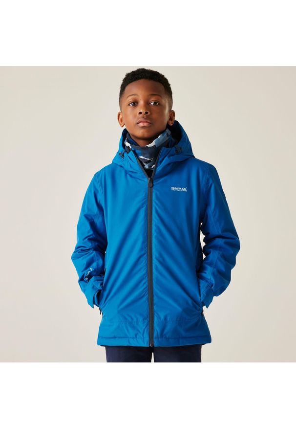 Regatta - Kurtka dziecięca przejściowa przeciwdeszczowa Junior Frelton. Kolor: niebieski. Materiał: puch, materiał. Styl: sportowy