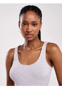Big-Star - Koszulka damska na ramiączkach szara Alena 901. Kolor: szary. Materiał: skóra, bawełna, elastan. Długość rękawa: na ramiączkach. Sezon: lato, zima. Styl: sportowy #7