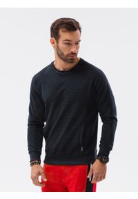 Ombre Clothing - Bluza męska bez kaptura B1156 - czarna - XXL. Typ kołnierza: bez kaptura. Kolor: czarny. Materiał: bawełna, poliester, jeans, dresówka, dzianina #4