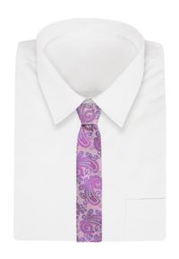 Męski Krawat Angelo di Monti - Różowy ze Wzorem Paisley. Kolor: różowy. Materiał: tkanina. Wzór: paisley. Styl: wizytowy, elegancki