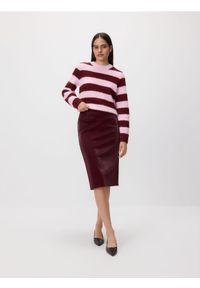 Reserved - Spódnica z imitacji skóry - bordowy. Kolor: czerwony. Materiał: skóra #1