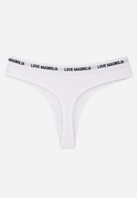 Born2be - Białe Majtki Typu Stringi z Bawełną i Napisami Veza. Kolor: biały. Materiał: bawełna. Wzór: napisy #3