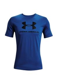 Koszulka fitness męska Under Armour Sportstyle Logo SS. Kolor: niebieski, wielokolorowy, czarny. Długość rękawa: krótki rękaw. Długość: krótkie. Sport: fitness