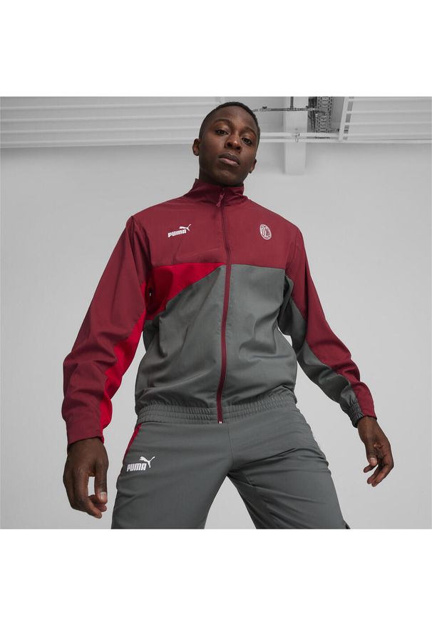 Puma - Kurtka z dresu Milan AC 2023/24. Kolor: czerwony. Materiał: dresówka. Sport: piłka nożna