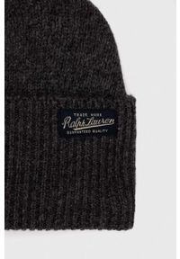 Polo Ralph Lauren czapka wełniana kolor szary z cienkiej dzianiny wełniana. Kolor: szary. Materiał: wełna, dzianina #2