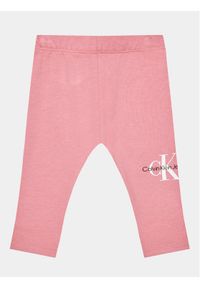 Calvin Klein Jeans Legginsy Monogram IN0IN00081 Różowy Slim Fit. Kolor: różowy. Materiał: bawełna