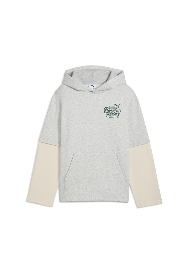 Puma - Młodzieżowa warstwowa bluza z kapturem MID90s PUMA Light Gray Heather. Typ kołnierza: kaptur. Kolor: czarny, szary, wielokolorowy. Sezon: lato. Sport: joga i pilates