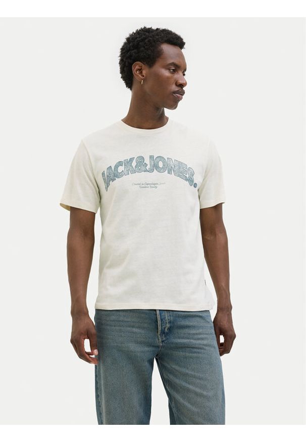 Jack & Jones - Jack&Jones T-Shirt Almeria 12276962 Beżowy Regular Fit. Kolor: beżowy. Materiał: bawełna