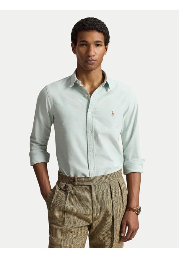 Polo Ralph Lauren Koszula 710792161501 Zielony jasny Slim Fit. Typ kołnierza: polo. Kolor: zielony. Materiał: bawełna