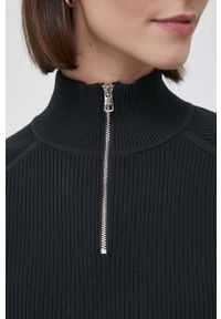 Calvin Klein Jeans sweter damski kolor czarny lekki z golfem. Typ kołnierza: golf. Kolor: czarny. Materiał: dzianina, prążkowany. Długość rękawa: raglanowy rękaw. Długość: krótkie #4