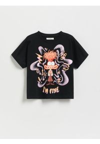 Reserved - Bawełniany t-shirt Disney - czarny. Kolor: czarny. Materiał: bawełna. Wzór: motyw z bajki
