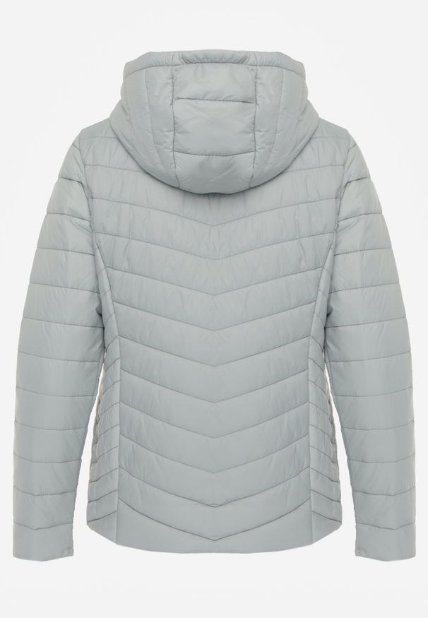 Born2be - Jasnozielona Przejściowa Kurtka Pikowana z Odpinanym Kapturem Edrelith. Okazja: na co dzień. Kolor: zielony. Materiał: nylon, jeans. Styl: casual