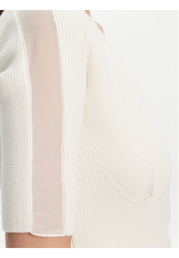 Elisabetta Franchi Sukienka dzianinowa AM-66S-51E2 Biały Regular Fit. Kolor: biały. Materiał: wiskoza