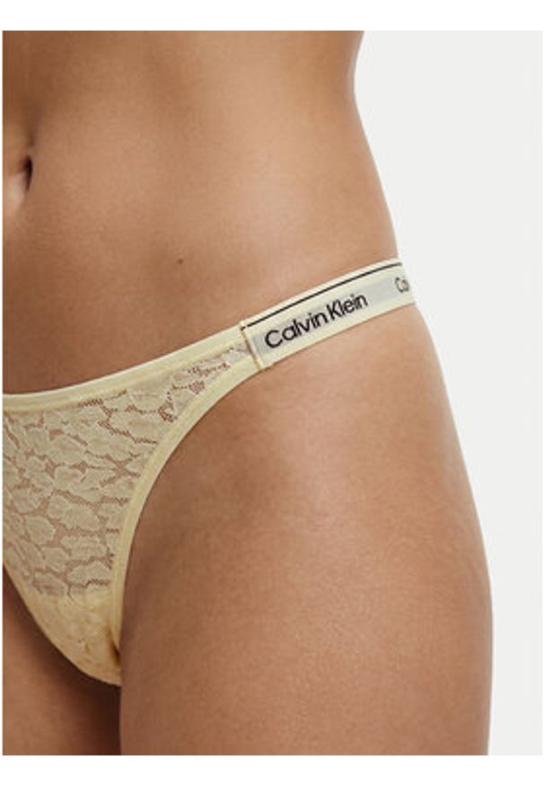 Calvin Klein Underwear Stringi LV00QD5154 Żółty. Kolor: żółty. Materiał: syntetyk