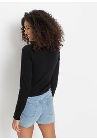 Krótki sweter rozpinany bonprix czarny. Kolor: czarny. Długość: krótkie #2