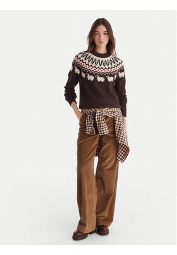 Hunter Sweter Ashie HARW0074251 Brązowy Regular Fit. Kolor: brązowy. Materiał: wełna