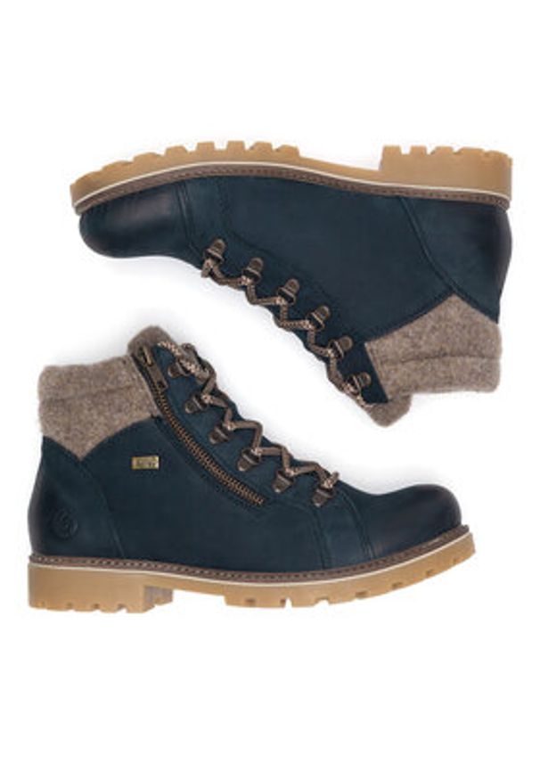 Remonte Trzewiki D7478-14 Niebieski. Kolor: niebieski. Materiał: nubuk, skóra