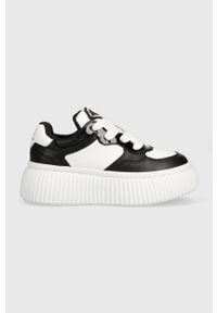 Karl Lagerfeld sneakersy skórzane KREEPER LO kolor biały KL42323. Nosek buta: okrągły. Kolor: biały. Materiał: skóra. Obcas: na platformie #1