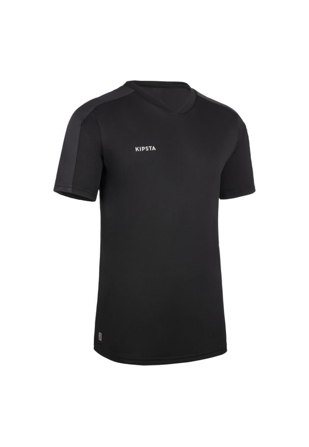 KIPSTA - Koszulka do piłki nożnej Kipsta Essential. Kolor: czarny, szary, wielokolorowy. Materiał: poliester, materiał