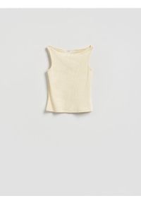 Reserved - Prążkowany top - jasnożółty. Kolor: żółty. Materiał: prążkowany