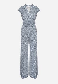 Born2be - Niebieski Kombinezon z Wiskozą Wiązany w Pasie Sosofia. Okazja: na co dzień, na spacer. Kolor: niebieski. Materiał: wiskoza. Styl: casual, elegancki #6
