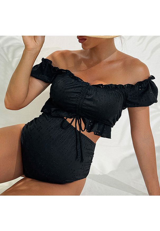 Intica - Strój ciążowy dwuczęściowy do pływania dla przyszłych mam Nila. Kolekcja: moda ciążowa. Kolor: czarny. Materiał: materiał