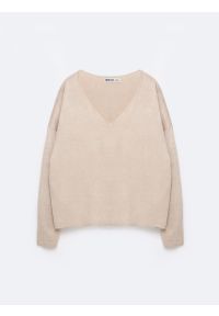 Big-Star - Sweter damski z wiskozy beżowy Faustii 801. Okazja: na co dzień. Kolor: beżowy. Materiał: wiskoza. Styl: klasyczny, casual