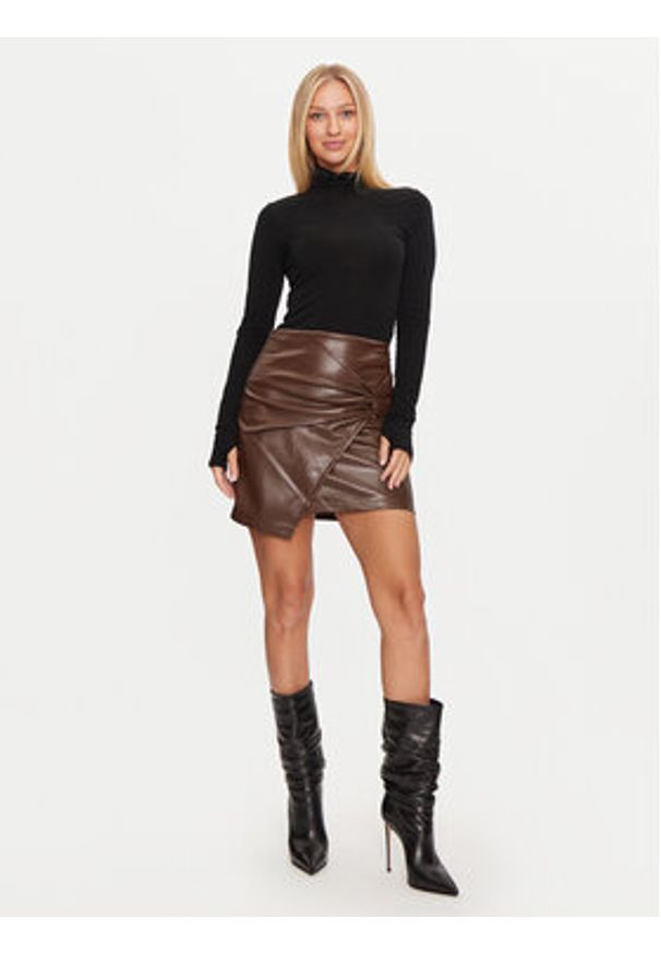 Guess Spódnica skórzana W4BD61 WGIK0 Brązowy. Kolor: brązowy. Materiał: skóra