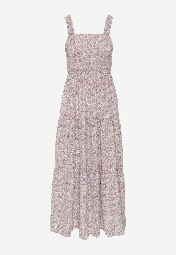 Born2be - Jasnobeżowa Sukienka Rozkloszowana na Ramiączkach w Kwiaty Hasana. Okazja: na co dzień. Kolor: beżowy. Długość rękawa: na ramiączkach. Wzór: kwiaty. Sezon: lato. Typ sukienki: proste. Styl: elegancki, casual