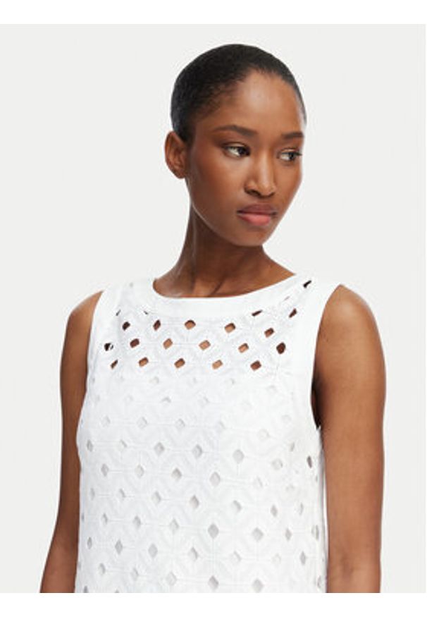 Max Mara Beachwear Sukienka codzienna 2616621089650 Biały Regular Fit. Okazja: na co dzień. Kolor: biały. Materiał: bawełna. Typ sukienki: proste. Styl: casual