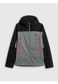 4f - 4F Kurtka softshell wiatroodporna membrana 8000 męska - czarna L. Kolor: czarny. Materiał: softshell. Długość: długie #1