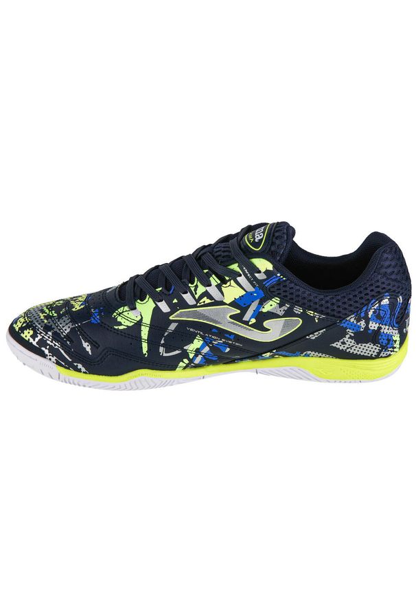 Buty piłkarskie męskie Joma Maxima 2433 In. Zapięcie: sznurówki. Kolor: niebieski, żółty, wielokolorowy. Materiał: materiał, syntetyk. Szerokość cholewki: normalna. Sport: piłka nożna