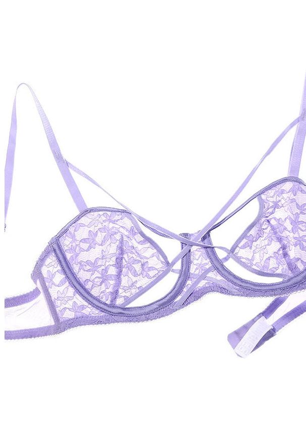 Intica - Komplet bielizny koronkowej ze strapsami regulowanymi Behjat. Kolor: czarny. Materiał: koronka. Wzór: koronka, paski