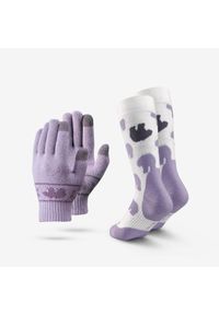 quechua - Rękawice i skarpety turystyczne dla dzieci Quechua Edycja limitowana. Kolor: fioletowy. Materiał: dzianina. Sezon: lato. Sport: turystyka piesza #1