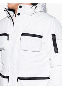 Ombre Clothing - Kurtka męska zimowa C450 - biała - XXL. Kolor: biały. Materiał: poliester. Wzór: aplikacja. Sezon: zima #4