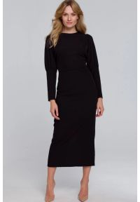 Sukienki.shop - Elegancka sukienka z odkrytymi plecami czarna z rozcięciem. Okazja: na imprezę. Kolor: czarny. Styl: elegancki #2