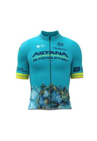 BIEMME - Koszulka rowerowa męska Biemme Astana. Kolor: żółty, wielokolorowy, niebieski. Długość: krótkie