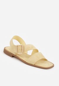 Renee - Żółte Sandały na Płaskiej Podeszwie ze Skośnym Paskiem i Klamerką Iphislia. Okazja: na co dzień. Zapięcie: pasek. Kolor: żółty. Obcas: na płaskiej podeszwie. Styl: casual, elegancki #6