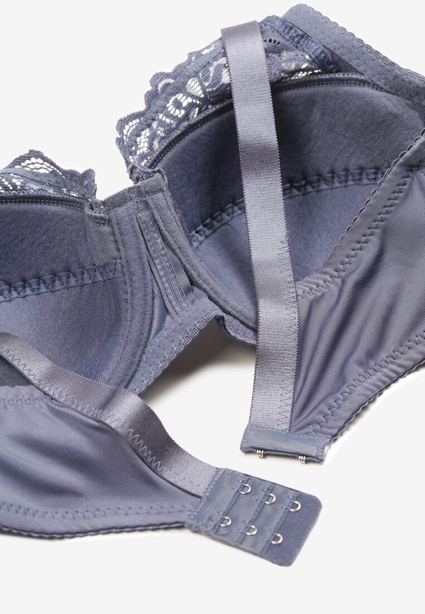 Renee - Granatowy Biustonosz Typu Full Cup z Regulowanymi Ramiączkami Vikiirisa. Kolor: niebieski. Materiał: jeans