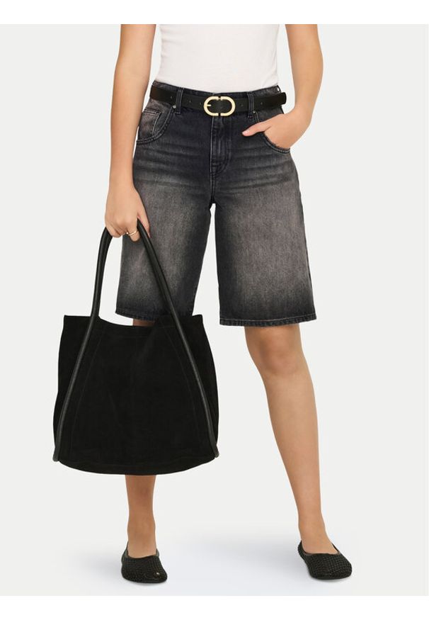 only - ONLY Szorty jeansowe Mate Reg 15340976 Czarny Regular Fit. Kolor: czarny. Materiał: bawełna