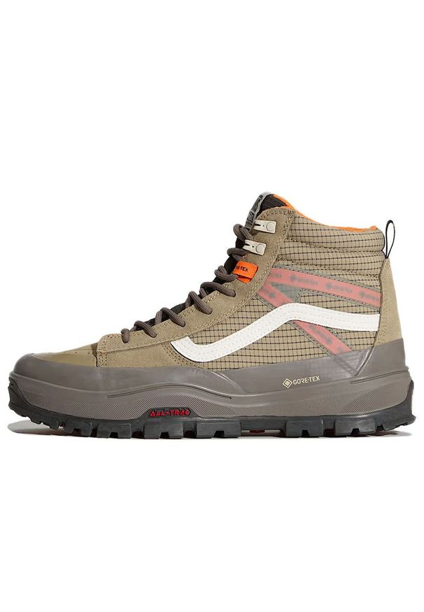 Buty męskie Vans SK8-Hi Gore-Tex Insulated VN000DARBKL1 - zielone. Kolor: zielony. Materiał: zamsz, skóra, materiał, syntetyk, guma. Szerokość cholewki: normalna. Technologia: Gore-Tex. Sezon: jesień. Model: Vans SK8