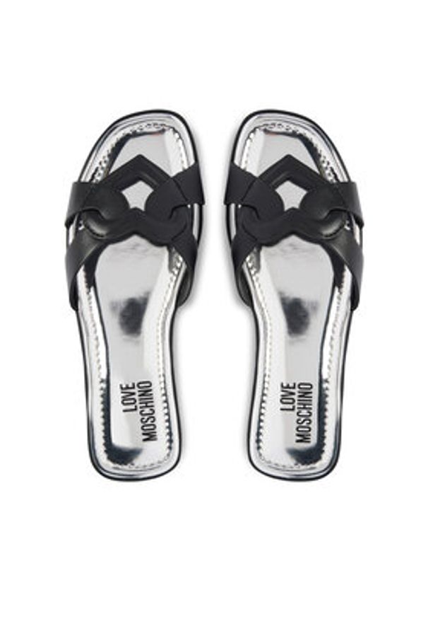 Love Moschino - LOVE MOSCHINO Klapki JA28092G0OIAX000 Czarny. Kolor: czarny. Materiał: skóra