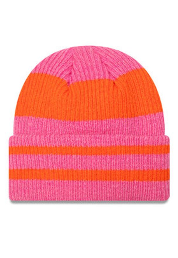 New Era Czapka Stripe Cuff Knit Beanie 60580763 Różowy. Kolor: różowy. Materiał: materiał, akryl