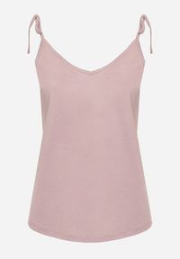 Born2be - Fioletowy Top z Modalem i Bawełną Ozdobiona Wiązaniem Lilacea. Okazja: na co dzień. Kolor: fioletowy. Materiał: bawełna. Wzór: aplikacja. Styl: casual, elegancki #5
