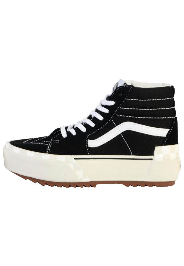 Trampki Vans cu platforma Sk8-Hi Stacked, Kobiety. Wysokość cholewki: za kostkę. Zapięcie: sznurówki. Kolor: czarny. Materiał: materiał, syntetyk. Szerokość cholewki: normalna. Obcas: na platformie. Model: Vans SK8. Sport: turystyka piesza